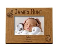 Personalised Baptism Photo Frame Gift with Church and Cross (4 x 6 Inch)