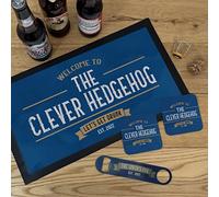 Personalised Bar Accessories For Home Pub - Bar Gift Set Elevate your home pub accessories with our premium Personalised Bar Accessories Gift Set. (Bar Mat, Opener & 2 Coasters)