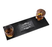 Personalised Bar Mat, Non-slip PVC Rubber Bar Mat, Colorful Printed Custom Bar Name, Kitchen Spill Mat, Whisky Coasters for Drinks, Gifts for Bartender Drinking Lover Cocktail Lover (Black 2)