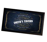 Personalised Bar Runner mat | Blue VintageVT102 | Beer accessories gift, cafe, pub, man cave, home bar novelty gift