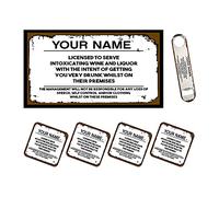Personalised Bar Runner Mat, Matching Bottle Opener & 4 x Drinks Coasters Gift Set - Beer Gifts Home Bar Accessories for Pub Bars Man Cave Him Her - BAR-RUN-SET-110 - ADD ANY NAME/TEXT
