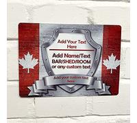 Personalised Bar Sign - Canada Canadian Flag Printed Metal Sign wall art A4 Bar Add Name