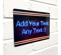 Personalised Bar Sign - Neon effect Printed Metal Sign wall art A3 Bar Add Any Text