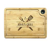 Personalised Barbeque Chopping Board- Custom Text for Name- Natural Bamboo- BBQ Grill Kitchen, Cutting Board- Ideal for Gifting- 25 x 35mm