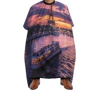 Personalised Barber Cape, France Evening Paris Clouds Eiffel Tower, Salon Gowns Anti-static Salon Cape for Haircut Men Women