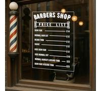 Personalised Barber Shop Price Rate List Sticker Sign - Custom Vinyl Window Wall Decal for Barbering Services - Bold, Durable, and Weatherproof - Perfect for Barbershops & Salons to Display Service
