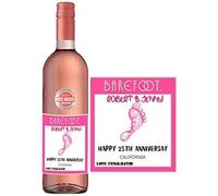 Personalised Barefoot Pink Moscato Label for Anniversary Birthday BL133