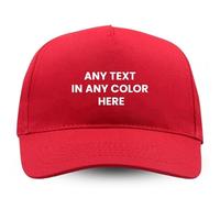Personalised Baseball Cap Adjustable Cotton Hat for Men & Women | Custom Text, Name or Logo | Adult Unisex Sports Team Outdoor Cap One Size Red
