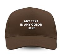 Personalised Baseball Cap Adjustable Cotton Hat for Men & Women | Custom Text, Name or Logo | Adult Unisex Sports Team Outdoor Cap One Size Brown
