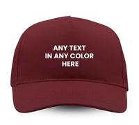 Personalised Baseball Cap Adjustable Cotton Hat for Men & Women | Custom Text, Name or Logo | Adult Unisex Sports Team Outdoor Cap One Size Burgundy