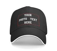 Personalised Baseball Cap for Men Women,Custom Sandwich Hat Unisex Sun Cap Adjustable Outdoor Sports Hats Casquette Hat Design Your Own Trucker Hat Black
