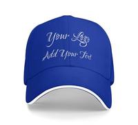 Personalised Baseball Cap, Personalised Hat with Text Logo and Print Photo, Image, Custom Summer Sun Caps Unisex, Gift for Mother Father Man Woman Friend Blue
