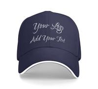Personalised Baseball Cap, Personalised Hat with Text Logo and Print Photo, Image, Custom Summer Sun Caps Unisex, Gift for Mother Father Man Woman Friend Navy