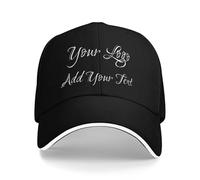 Personalised Baseball Cap, Personalised Hat with Text Logo and Print Photo, Image, Custom Summer Sun Caps Unisex, Gift for Mother Father Man Woman Friend Black