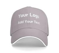 Personalised Baseball Cap, Personalised Hat with Text Logo and Print Photo, Image, Custom Summer Sun Caps Unisex, Gift for Mother Father Man Woman Friend Gray
