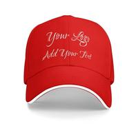 Personalised Baseball Cap, Personalised Hat with Text Logo and Print Photo, Image, Custom Summer Sun Caps Unisex, Gift for Mother Father Man Woman Friend Red