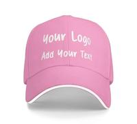 Personalised Baseball Cap, Personalised Hat with Text Logo and Print Photo, Image, Custom Summer Sun Caps Unisex, Gift for Mother Father Man Woman Friend Pink
