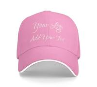 Personalised Baseball Cap, Personalised Hat with Text Logo and Print Photo, Image, Custom Summer Sun Caps Unisex, Gift for Mother Father Man Woman Friend Pink