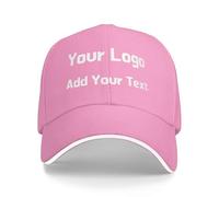 Personalised Baseball Cap, Personalised Hat with Text Logo and Print Photo, Image, Custom Summer Sun Caps Unisex, Gift for Mother Father Man Woman Friend Pink