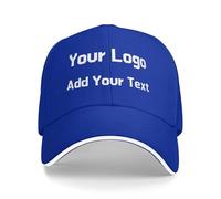 Personalised Baseball Cap, Personalised Hat with Text Logo and Print Photo, Image, Custom Summer Sun Caps Unisex, Gift for Mother Father Man Woman Friend Blue