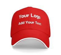 Personalised Baseball Cap, Personalised Hat with Text Logo and Print Photo, Image, Custom Summer Sun Caps Unisex, Gift for Mother Father Man Woman Friend Red
