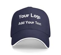 Personalised Baseball Cap, Personalised Hat with Text Logo and Print Photo, Image, Custom Summer Sun Caps Unisex, Gift for Mother Father Man Woman Friend Navy
