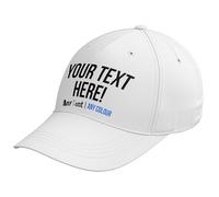 Personalised Baseball Cap with Any Text Font Print Colour Summer Hat Mens Womens Kids, One Size, White
