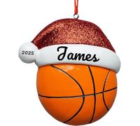 Personalised Basketball Christmas Bauble 2025 - Custom Hand-Painted Resin Ornament with Name & Year, 4 Inch Sports Keepsake Decoration & Gift for Kids, Dads & Basketball Fans