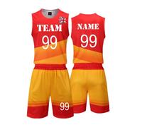 Personalised Basketball Jerseys Set for Men Women Kids-Customised Basketball Tops and Shorts-Custom Basketball Kit with Your Name Number Team and Logo (Red)