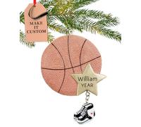 Personalised Basketball Ornament 2025 - Fast & Free 24h Customisation - Sport Christmas Ornaments for Tree - Custom Gift Wrapped Ball with Star Keepsake for Players, Fans