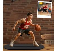 Personalised Basketball Player Figurine Acrylic Desk Ornament Custom Photo 3D Effect Cartoon Style Desk Decor for Family Customized Cartoon Figurine Desktop for Bedroom Gifts for Basketball Lovers