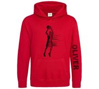 Personalised Basketballer Boys Hoodie - Basketball Player Design with Custom Name Sleeve Print - Sports Lover Hooded Top for Son or Nephew - Kids Gift