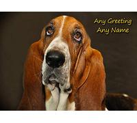 Personalised Basset Hound Dog Greeting Card (Birthday, Christmas, Any Occasion) - Custom Card for Him or Her Male Female Family Kids Boys Girls any Age