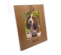 Personalised Basset Hound Dog Photo Frame Gift Oak Wood Finish (4 x 6 Inch)