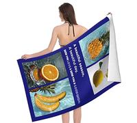 Personalised Bath Towel with 4 Photos, Custom Navy Blue Beach Towel for Adults Father Boys Men, Customisable Oversized Microfibre Swimming Towel for Beach Pool, Ultra Soft Water Absorption Towel
