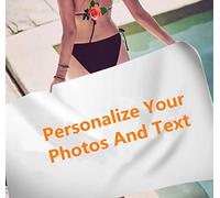 Personalised Bath Towel with Photo, Personalized Beach Towel with Photo and Text, Customizable Quick Dry Microfiber Bath Towel, Personalized Towel, Custom Photo Bath Towel (100 x 180 cm)