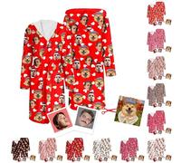 Personalised Bathrobe Christmas Customized with Face Photo Mens Womens Robe Dressing with Pocket，Super Soft Fluffy Bathrobe,Warm & Cozy Gift for Christmas, New Year, Thanksgiving, birthdays