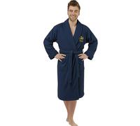 Personalised Bathrobe for Men & Women - Custom Embroidered Crown Dressing Gown - Luxury Towelling Bathrobe with Pocket and Collar - Spa and Shower Robe - Gift for His and Hers - Navy Blue L/XL