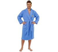 Personalised Bathrobe for Men & Women - Custom Embroidered Crown Dressing Gown - Luxury Towelling Bathrobe with Pocket and Collar - Spa and Shower Robe - Gift for His and Hers - Light Blue S/M
