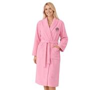 Personalised Bathrobe for Men & Women - Custom Embroidered Crown Dressing Gown - Luxury Towelling Bathrobe with Pocket and Collar - Spa and Shower Robe - Gift for His and Hers - Pink L/XL