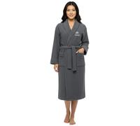 Personalised Bathrobe for Men & Women - Custom Embroidered Crown Dressing Gown - Luxury Towelling Bathrobe with Pocket and Collar - Spa and Shower Robe - Gift for His and Hers - GREY L/XL