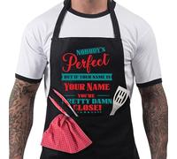 Personalised BBQ Aprons for Men, Funny Cooking BBQ Apron - Cotton, Adjustable with 2 Pockets, Birthday, Christmas, Cooking Gifts for Dad, Husband, Him Chef - Perfect - Black