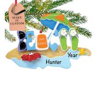 Personalised Beach Ornament 2025 - Fast & Free 24h Customisation - Beach-Themed Christmas Ornaments for Tree - Custom Gift Wrapped Vacation Keepsake for Holidaymakers