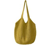 Personalised Beach Tote, Personalised Embroidered Letter Knit Bag - Custom Monogrammed Openwork Shoulder Purse, Large Capacity Summer Crossbody - Gift, for Women (Yellow)