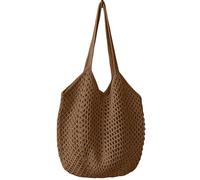Personalised Beach Tote, Personalised Embroidered Letter Knit Bag - Custom Monogrammed Openwork Shoulder Purse, Large Capacity Summer Crossbody - Gift, for Women (Khaki)