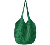 Personalised Beach Tote, Personalised Embroidered Letter Knit Bag - Custom Monogrammed Openwork Shoulder Purse, Large Capacity Summer Crossbody - Gift, for Women (Green)