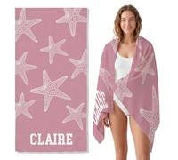 Personalised Beach Towels for Adults,Kids,Starfish Large Microfibre Custom Beach Towels with Name,Text,Lightweight,Quick Dry,Sunbed Bath Towel for Fitness,Pool Party,Swimming,Family for Gifts