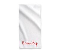 Personalised Beach Towels Love Inspired Island Towel Add Any Name Colours water Merchendise Gifts for Lovedones Holiday Any Occasions Name of Your Choice (Red, Large 70cm x 140cm)