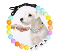 Personalised Beaded Dog Collar - Custom Dog Necklace with Name - Free Matching Friendship Bracelet Dog Collar - Customised Dog Beaded Necklace Collar with Buckle