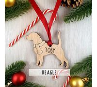 Personalised Beagle Wooden Dog Decoration - Sustainable Oak Tree Bauble
